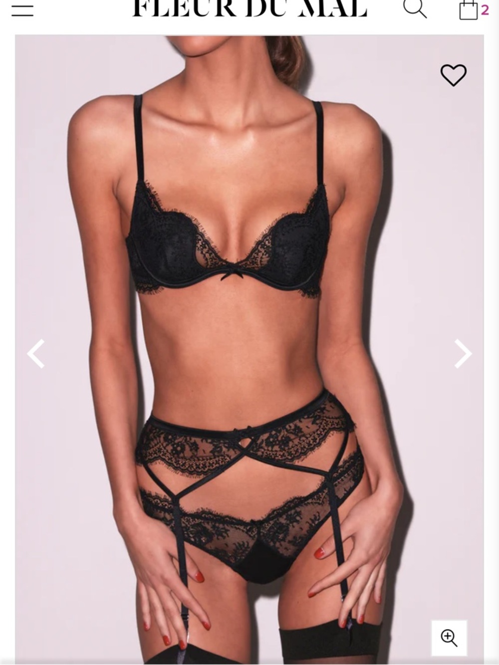 Fleur du Mal Black Lace Push-Up Frankie Bra